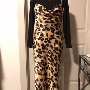 Leopard print slip dress
